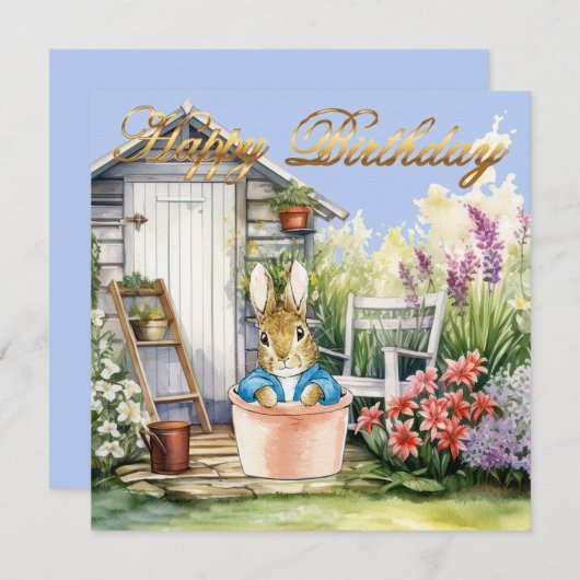 Peter the Rabbit Garden Shed Happy Birthday (Vorne/Hinten)