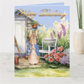Peter the Rabbit Garden Shed Happy Birthday Karte (Vorderseite)