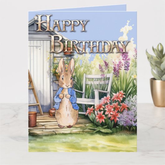 Peter the Rabbit Garden Shed Happy Birthday Karte (Kleine Pflanze)