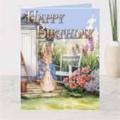 Peter the Rabbit Garden Shed Happy Birthday Karte (Vorderseite)