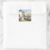 Peter the Rabbit Garden Shed Quadratischer Aufkleber (Tasche)