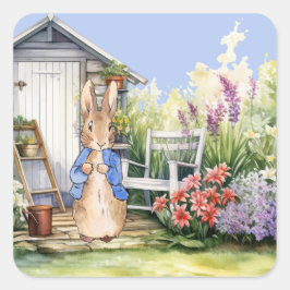 Peter the Rabbit Garden Shed Quadratischer Aufkleber
