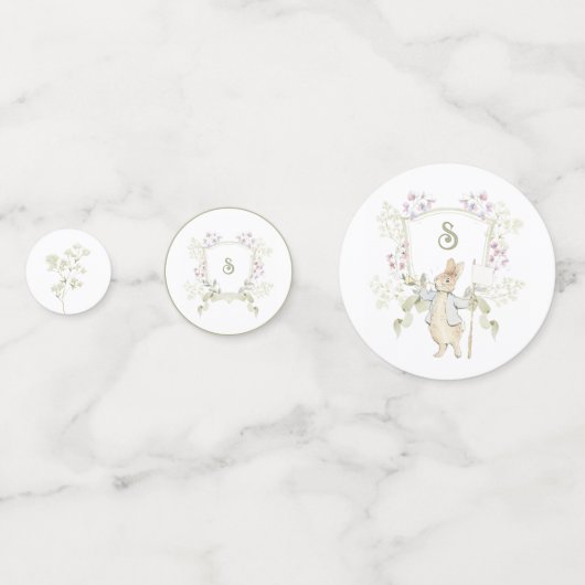 Peter the Rabbit Gender Monogram Wappen Baby Showe Konfetti (Vorderseiten)