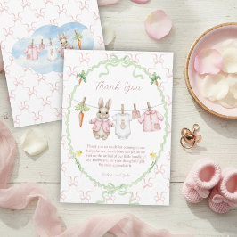 Peter the Rabbit Girl Clothesline Baby Shower Dankeskarte