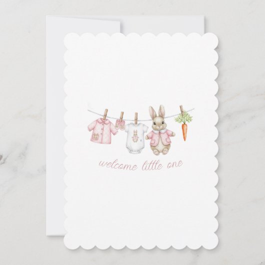 Peter the Rabbit Girl Clothesline Baby Shower Einladung (Rückseite)