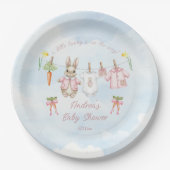 Peter the Rabbit Girl Clothesline Baby Shower  Pappteller (Vorderseite)