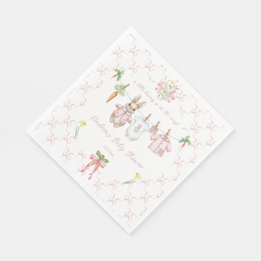 Peter the Rabbit Girl Clothesline Baby Shower Serviette (Ecke)