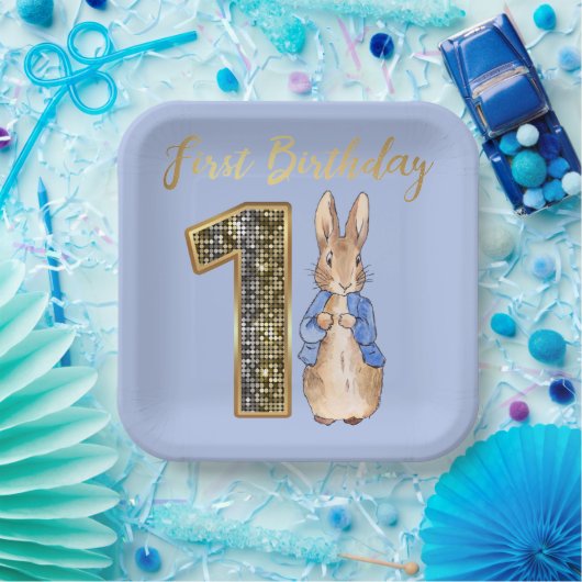 Peter the Rabbit Gold 1. Geburtstag Pappteller (Party)