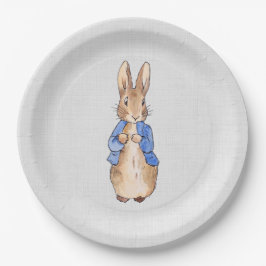Peter the Rabbit graue Leinenstruktur Pappteller
