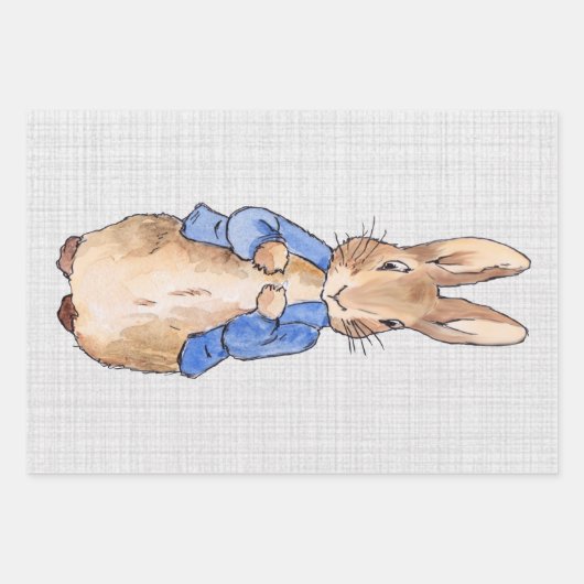 Peter the Rabbit Gray Linen Hintergrund Geschenkpapier Set (Vorderseite 2)