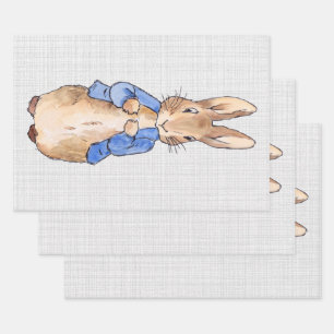 Peter the Rabbit Gray Linen Hintergrund Geschenkpapier Set