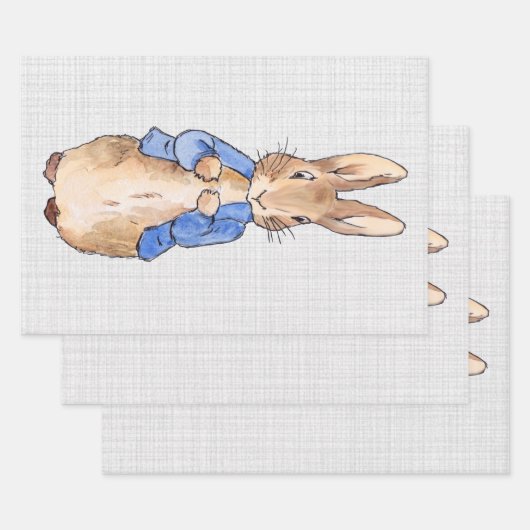 Peter the Rabbit Gray Linen Hintergrund Geschenkpapier Set (Set)