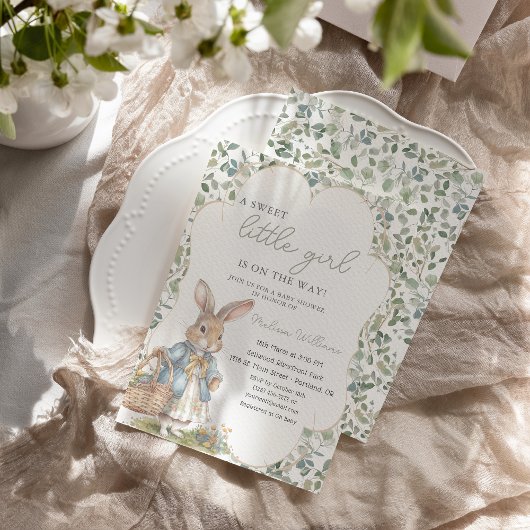 Peter The Rabbit Greenery Girl Baby Shower Einladung
