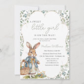 Peter The Rabbit Greenery Girl Baby Shower Einladung (Vorderseite)