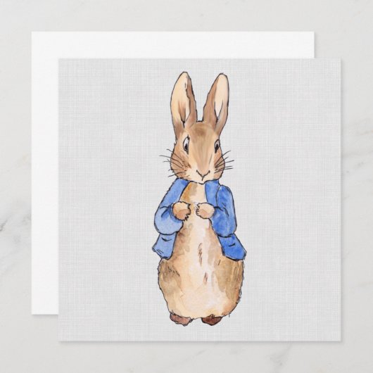 Peter the Rabbit Grey Linen Hintergrund Dankeskarte (Vorne/Hinten)