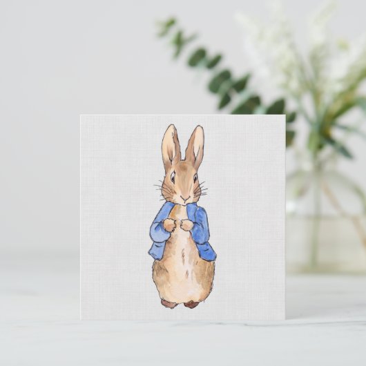 Peter the Rabbit Grey Linen Hintergrund Dankeskarte (Stehend Vorderseite)