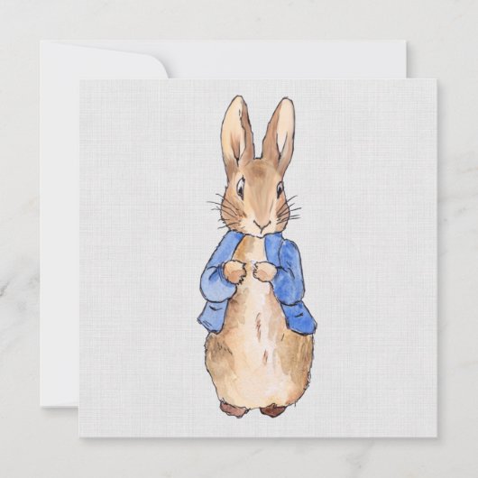 Peter the Rabbit Grey Linen Hintergrund Dankeskarte (Vorderseite)
