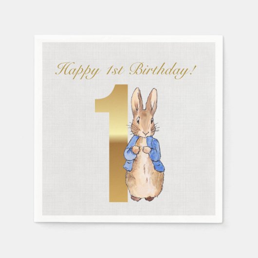 Peter the Rabbit Happy 1. Geburtstag Serviette (Vorderseite)