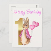 Peter the Rabbit Happy Erster Geburtstag Postkarte (Vorne/Hinten)