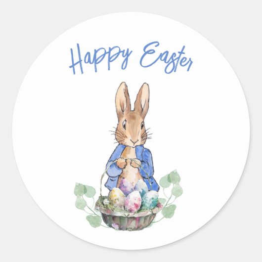 Peter the Rabbit Happy Oaster Runder Aufkleber (Vorderseite)