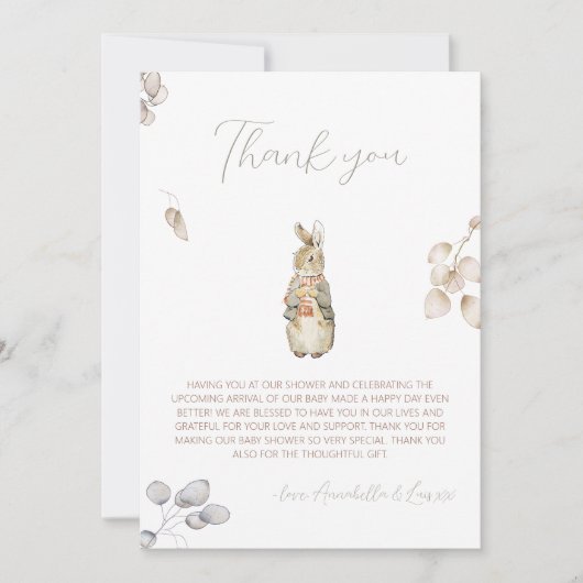 Peter the Rabbit Herbst Herbst Winter Baby Dusche Dankeskarte (Vorderseite)