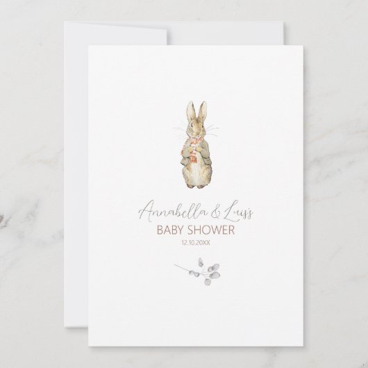 Peter the Rabbit Herbst Herbst Winter Baby Dusche Dankeskarte (Rückseite)