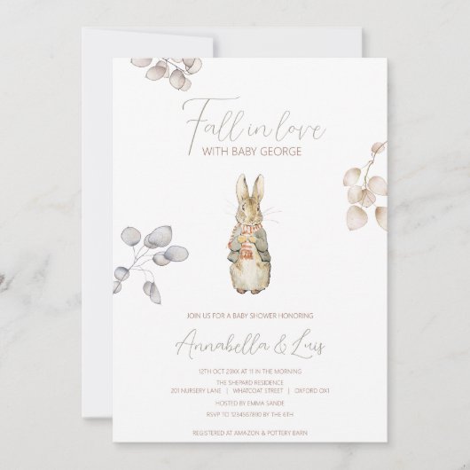 Peter the Rabbit Herbst Herbst Winter Baby Dusche Einladung (Vorderseite)