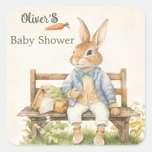 Peter The Rabbit - Kinderdusche - Vintag Quadratischer Aufkleber (Vorderseite)