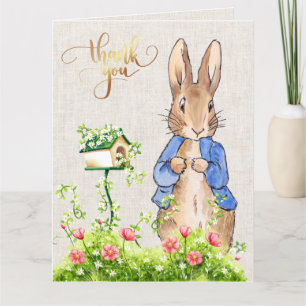 Peter the Rabbit Linen Hintergrund Dankeskarte