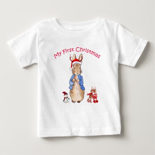 Peter the Rabbit Mein erstes Weihnachten Baby T-shirt (Vorderseite)