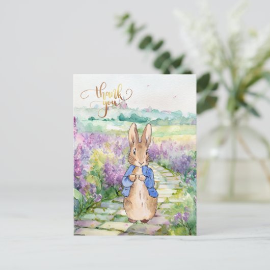 Peter the Rabbit mit Aquarelllilacke Postkarte (Stehend Vorderseite)