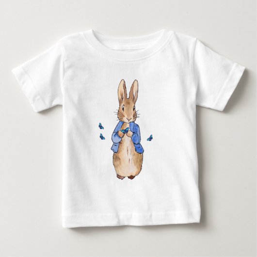 Peter the Rabbit mit blauen Schmetterlingen Baby T-shirt (Vorderseite)