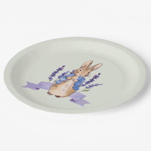 Peter the Rabbit mit Lavendel Pappteller (Schrägansicht)