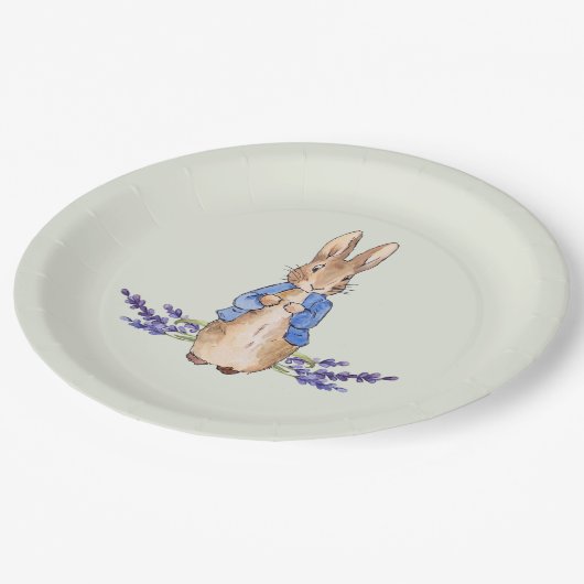 Peter the Rabbit mit Lavendel Pappteller (Schrägansicht)