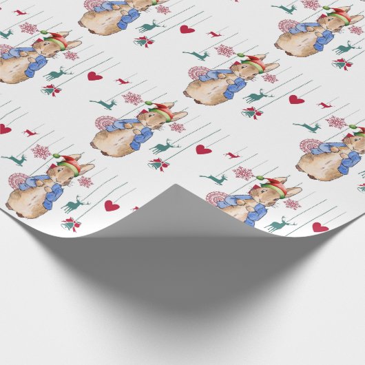 Peter the Rabbit mit Weihnachtsdekorationen Geschenkpapier (Ecke)