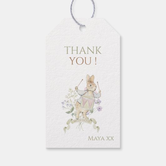 Peter the Rabbit Monogram Wappen Gender Baby Shoot Geschenkanhänger (Rückseite)