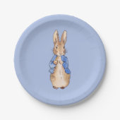 Peter the Rabbit on Blue Background Pappteller (Vorderseite)
