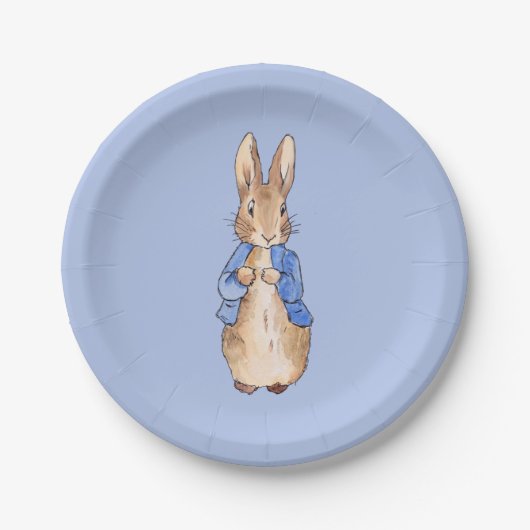 Peter the Rabbit on Blue Background Pappteller (Vorderseite)