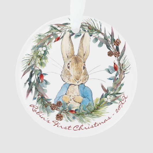 Peter the Rabbit Personalisiert Erste Weihnachten Ornament (Vorderseite)