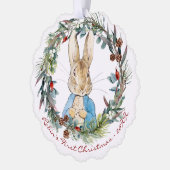 Peter the Rabbit Personalisiert Erste Weihnachten Ornament Karte (Links)