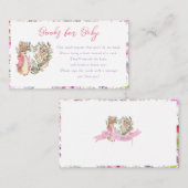 Peter the Rabbit Pink Floral Girl Baby Shower Begleitkarte (Vorne/Hinten)