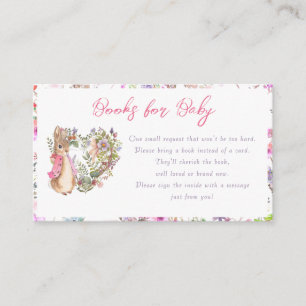 Peter the Rabbit Pink Floral Girl Baby Shower Begleitkarte