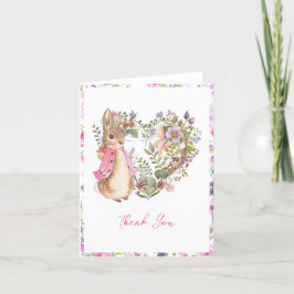 Peter the Rabbit Pink Floral Girl Baby Shower Dankeskarte