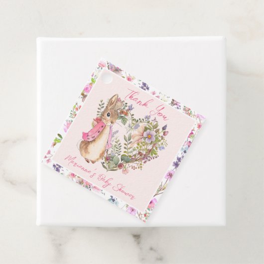Peter the Rabbit Pink Floral Girl Baby Shower Geschenkanhänger (Beispiel)