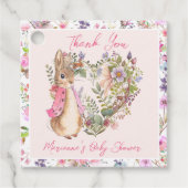 Peter the Rabbit Pink Floral Girl Baby Shower Geschenkanhänger (Vorderseite)