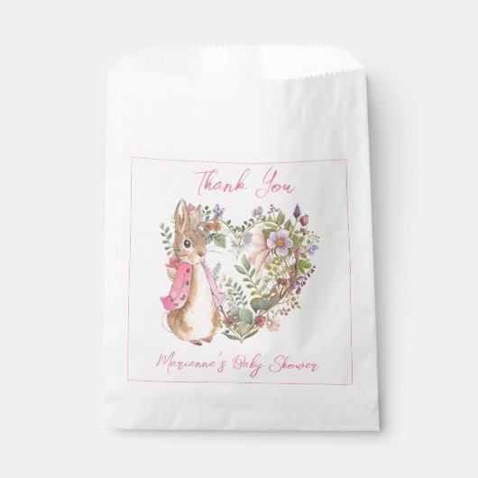 Peter the Rabbit Pink Floral Girl Baby Shower Geschenktütchen (Vorderseite)