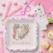 Peter the Rabbit Pink Floral Girl Baby Shower Pappteller (Party)