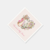 Peter the Rabbit Pink Floral Girl Baby Shower Serviette (Ecke)