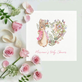 Peter the Rabbit Pink Floral Girl Baby Shower Serviette