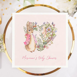 Peter the Rabbit Pink Floral Girl Baby Shower Serviette